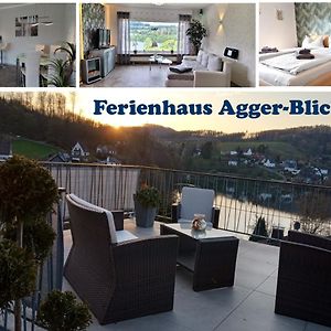 Exklusives Ferienhaus "Agger-Blick" Mit Riesiger Seeblick-Terrasse, Sauna, E-Kamin & Kajak Gummersbach Exterior photo